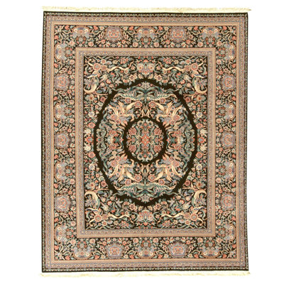 Hand Knotted Wool Oriental Area Rug in Black