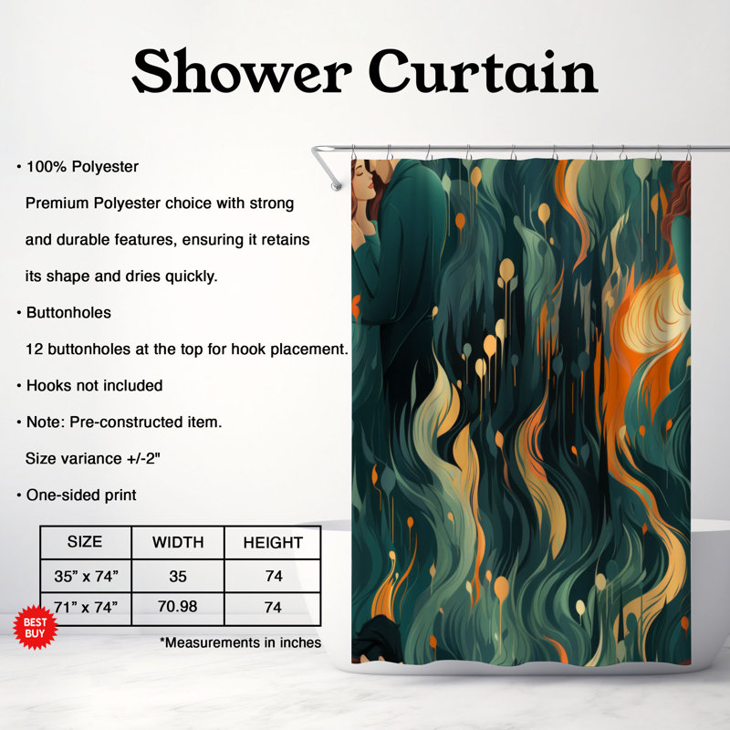 Embrace Art - Premium Shower Curtain, 74"H x 71"W