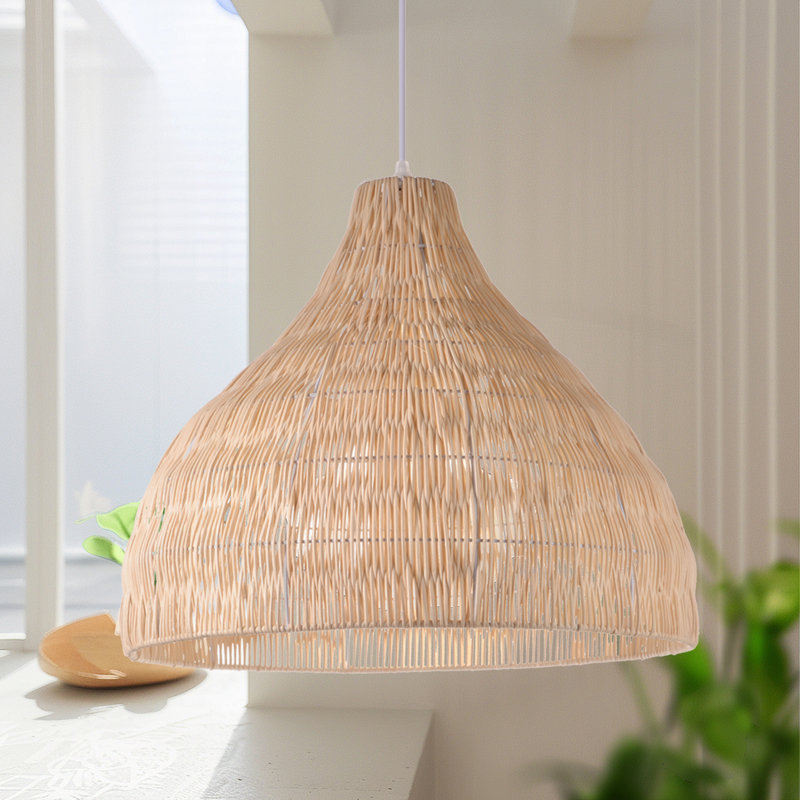 Luminaire suspendu en forme de dôme naturel à 1 lumière Aundray, H 13,78 po x l 13,78 po x P 13,78 po