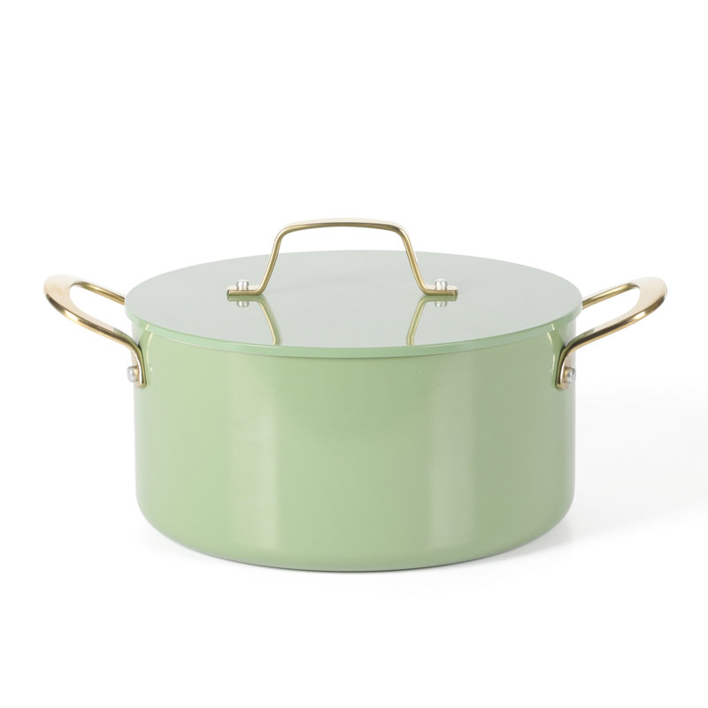 Sage Green and Gold 10-Piece Nonstick Aluminum Cookware Set