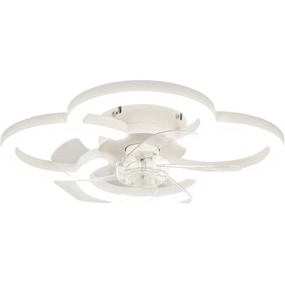 Low Profile Ceiling Fans With Lights And Remote, Fandelier Ceiling Fan Flush Mount, 3000K-6500K 5 Blades LED Fan Light, Small Ceiling Fans With Lights For Bedroom, Kitchen