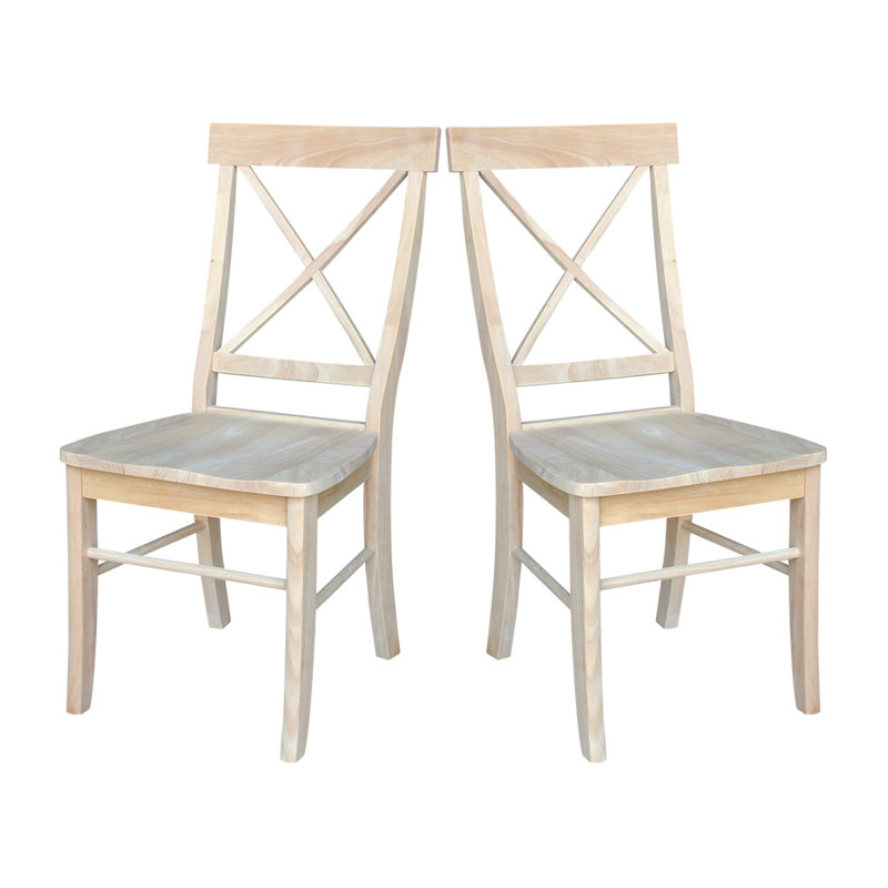 Bellmead Solid Wood Cross Back Side Chair, Unfinished