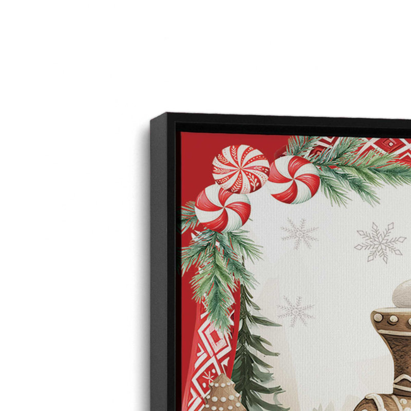 «Gingerbread Lane Train» par Nicole DeCamp, reproduction d'art, L 40 x H 30, Black, Toile avec cadre