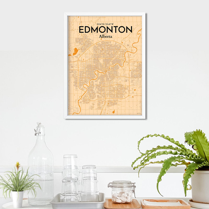 Edmonton City Map, impression, H 24 po x l 18 po