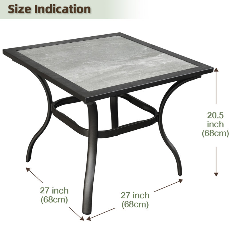 Table de bar d'extérieur carrée L 27 po x l 27 po Lakista, Argent