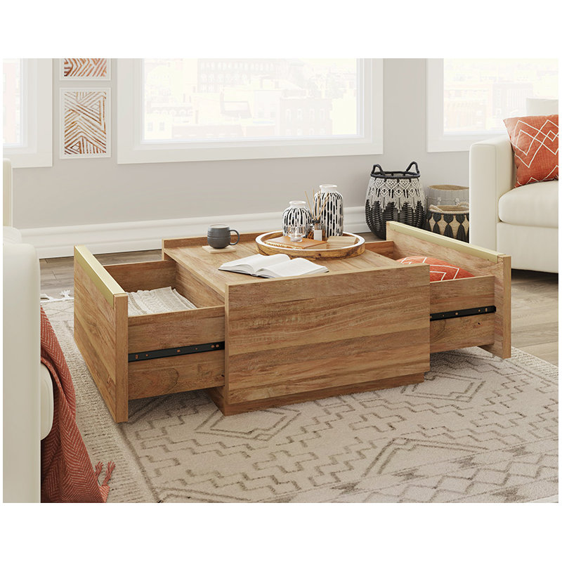 Table basse moderne carrée avec rangement, Tanné