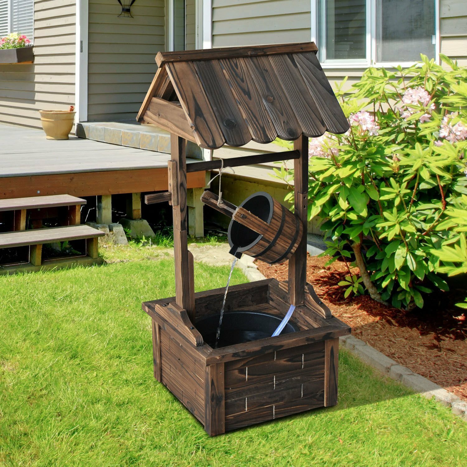 August Grove® Morland Wood Wishing Well Fountain & Reviews | Wayfair