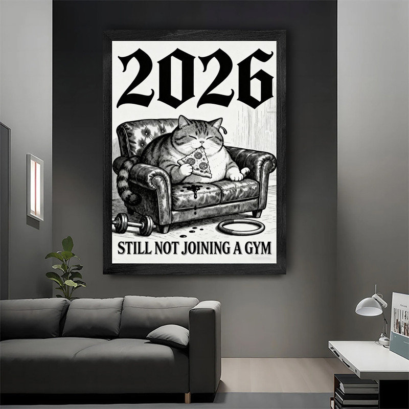 Reproduction d'art encadré noir et noir 2026, H 25 po x l 17 po