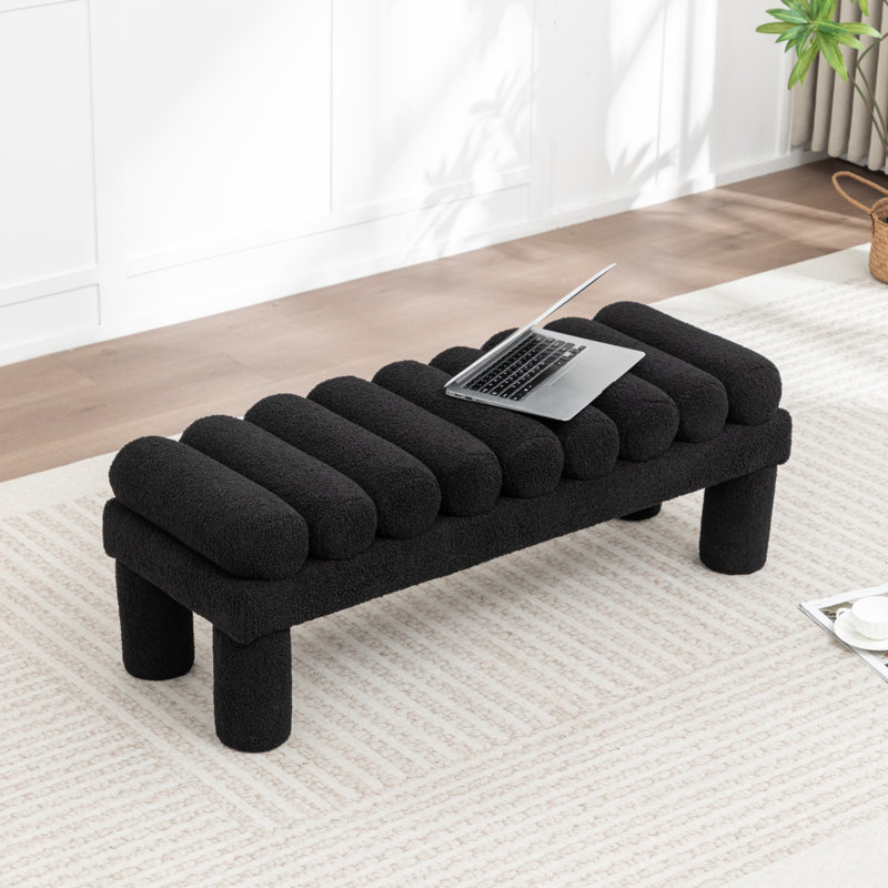 Modern Upholstered Bench, Black