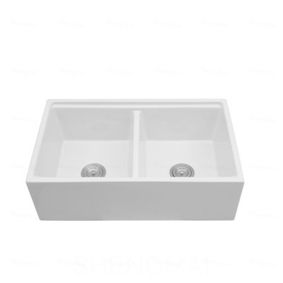 Station de travail blanche Farmhouse Sink - 33 po x 20 po x 10 po en porcelaine blanche