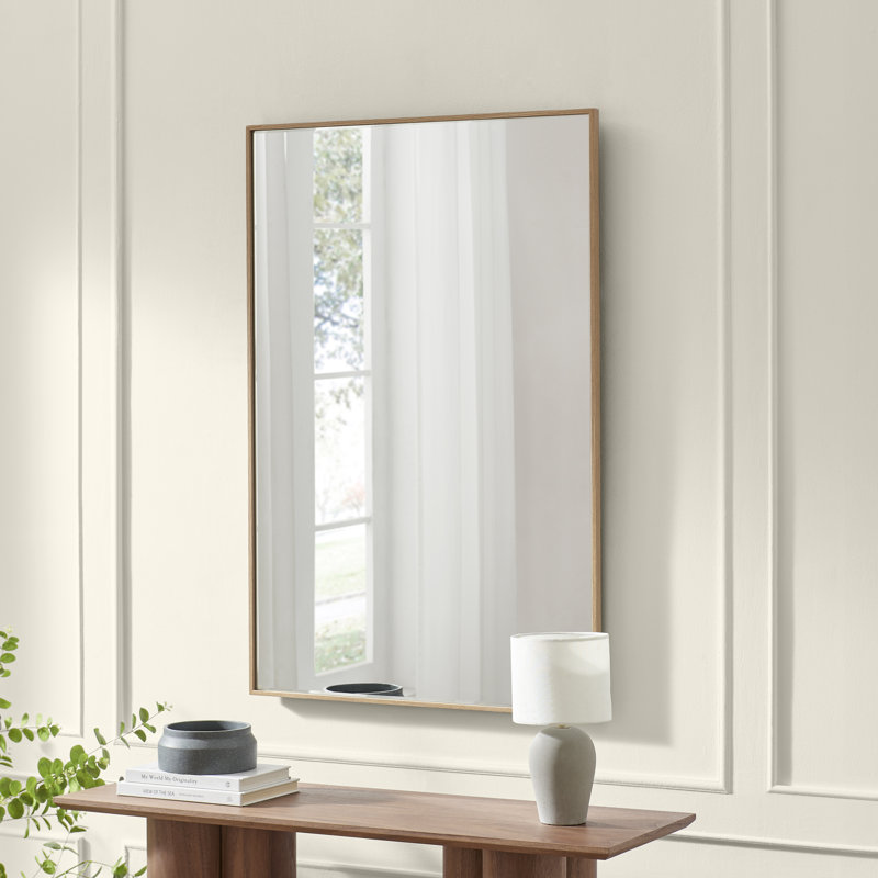 Struan Wooden Rectangle Full Length Bedroom Hallway Mirror - Scandi Elegant Style, Oak, 120 cm H x 80 cm W