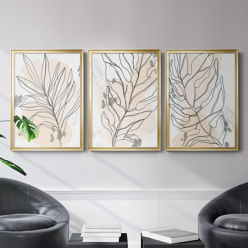 Toile de palmier Palm II, Cadre doré, H 42,5 po x l 61 po x P 2,5 po