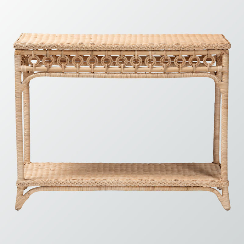 Table d'appoint Comesanas en rotin naturel avec boucles, H 33,26 po x l 41,55 po x P 17,03 po