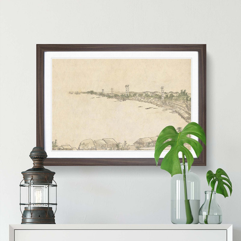 Coastline by Katsushika Hokusai - Picture Frame Painting Print, 27cm H x 36cm W x 2cm D, Walnut Framed