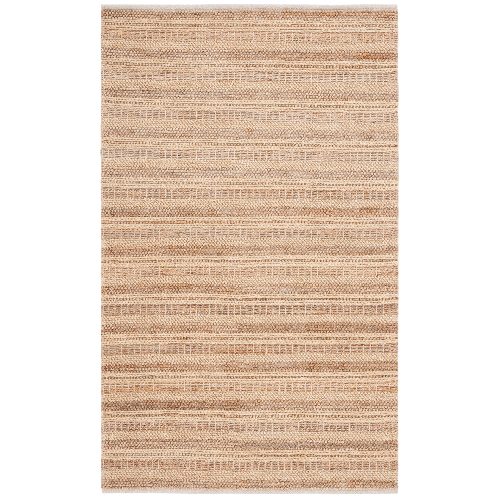 Kerriann Hand Woven Wool/Jute/Cotton Striped Rug in Brown/Beige, Rectangle 6' x 9'