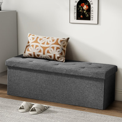 Foldable Storage Ottoman For Bedroom End Of Bed, Large Ottoman Bench Foot Rest Stool For Entryway Living Room