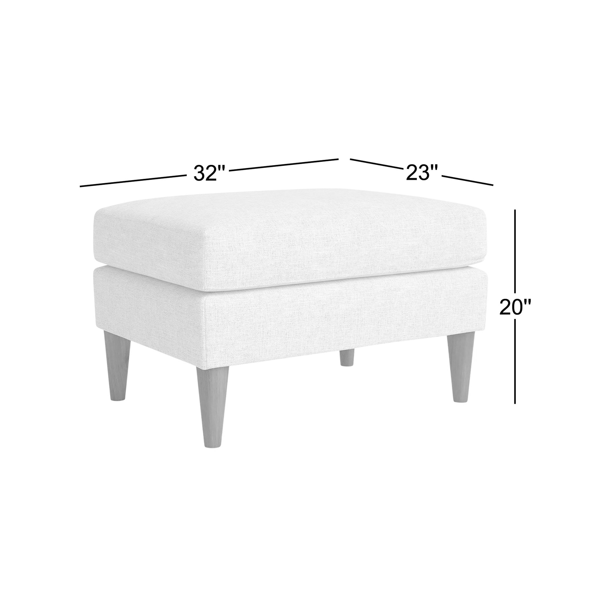 Clifford 32" Wide Rectangle Custom Standard Ottoman, Nave Bark Performance Distressed Velvet