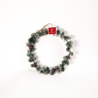 Mini couronne de Noël en pin givré 12 "avec pommes de pin