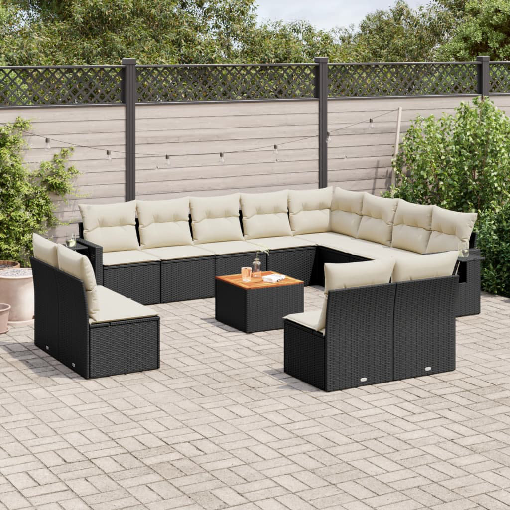 Vidaxl 13-Tlg. Garten-Sofagarnitur Mit Kissen Schwarz Poly Rattan 6