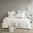 3 Piece Elastic Embroidered Cotton Comforter Set White-114529053