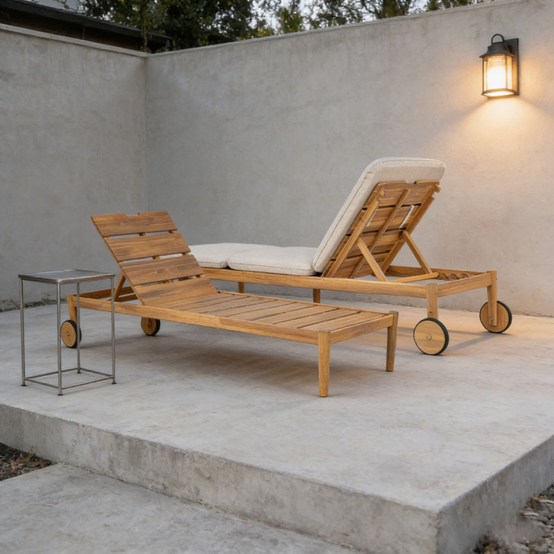 Chaise longue d'extérieur avec roulettes