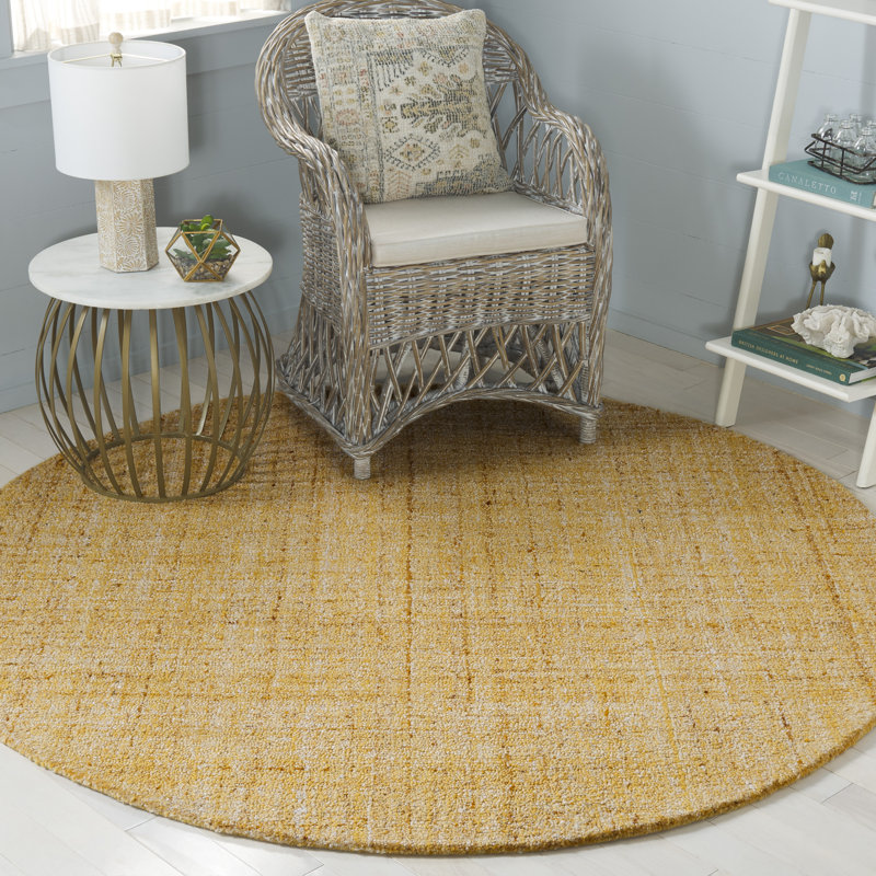 Abstract Hand Tufted Performance Solid Color Indoor Rug, Round 6'