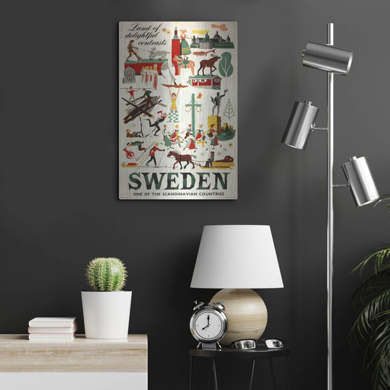 «Suède voyage» par les affiches rétro, H 24 po x l 16 po