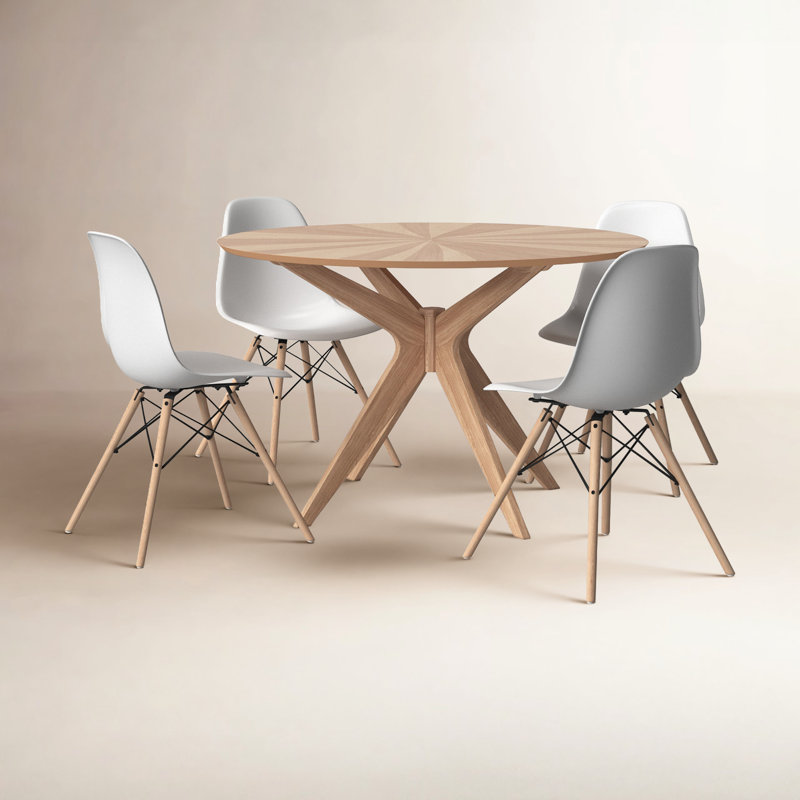 Jordan 5-Piece Pedestal Dining Set , White, Natural, Natural
