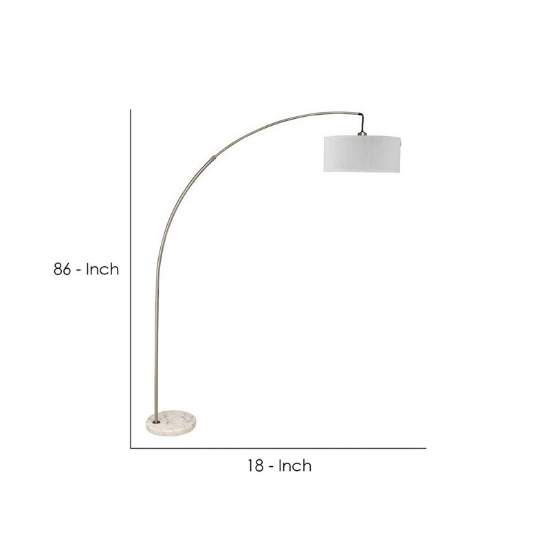 Tynise 86'' Arched Floor Lamp, White, Silver