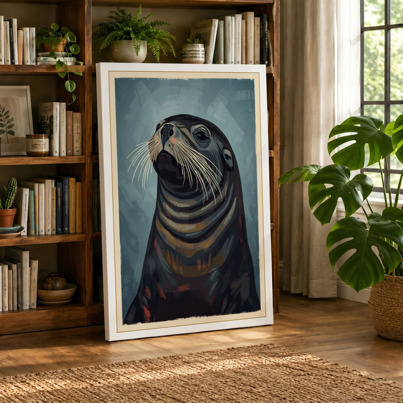 Contemplative Seal Rustic - Wrapped Canvas, 30x20 - 76.2 x 50.8 cm, White Border