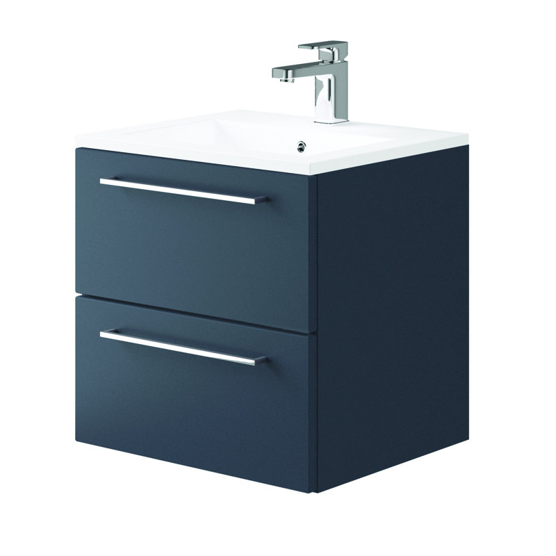 750mm Wall Hung Single Vanity Unit, Charcoal Grey Gloss