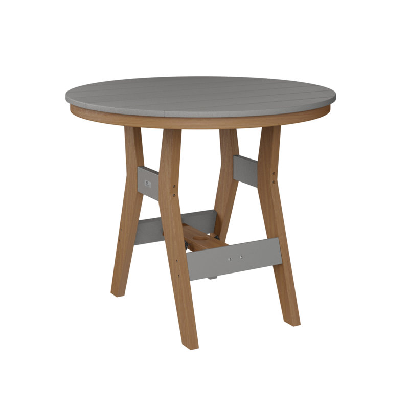 Harbor Outdoor Round Bar Table, Seashell, Sunburst Yellow