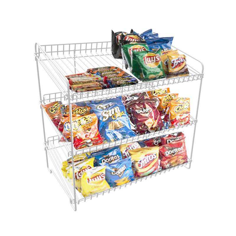 Poillucci 24" W X 14.9" D X 23.2" H 3-Open-Shelf Wire Rack for Countertop Chips Snack Book Display Organizer, white