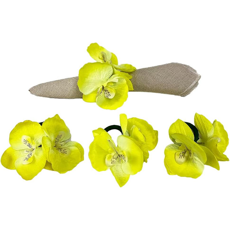 Plastique, anneau de serviette en tissu, Jaune