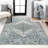 Pavel Distressed Medallion Low-Pile Machine-Washable Light Gray/Blue Rug-1938591033