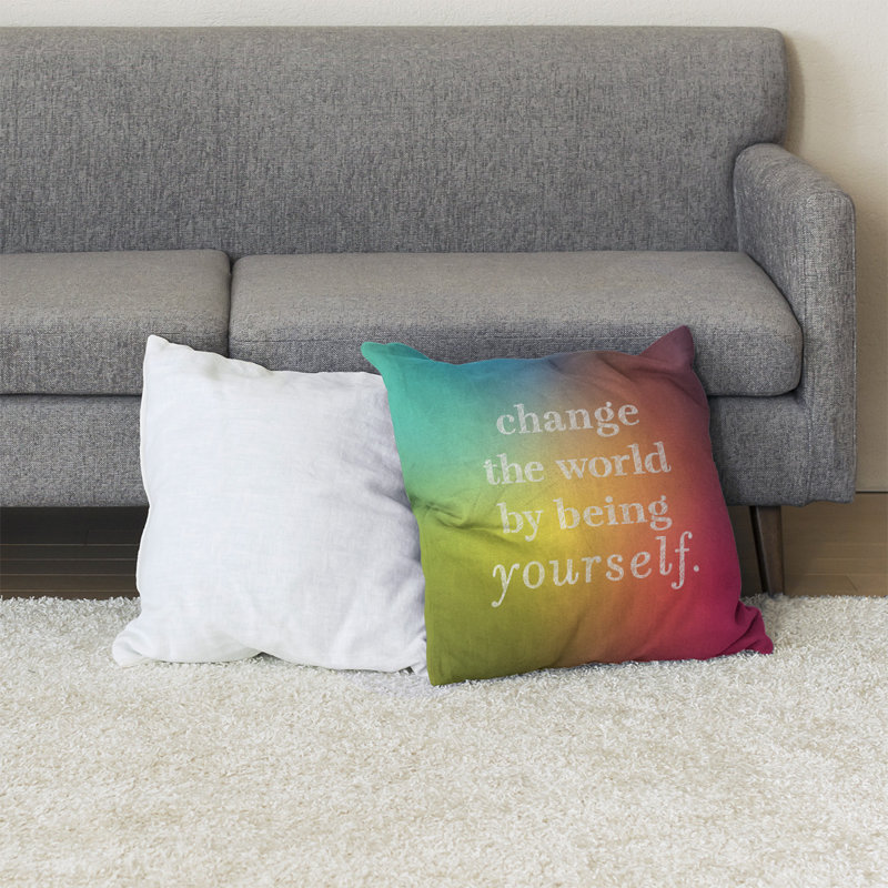 Coussin de plancher change the World, H 36 po x l 36 po, Arc-en-ciel