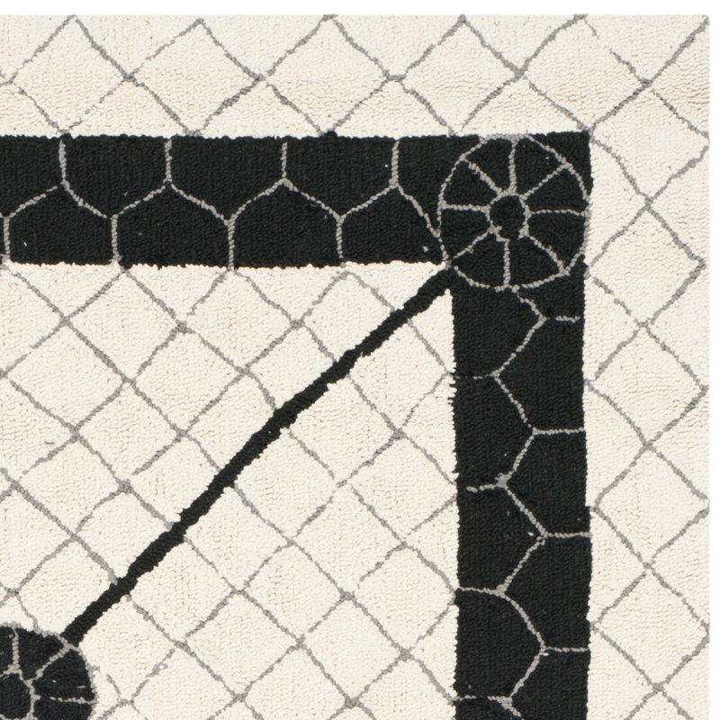 Wykoff Hand Hooked Cotton Pile Geometric Rug, Runner 2'3" x 10'