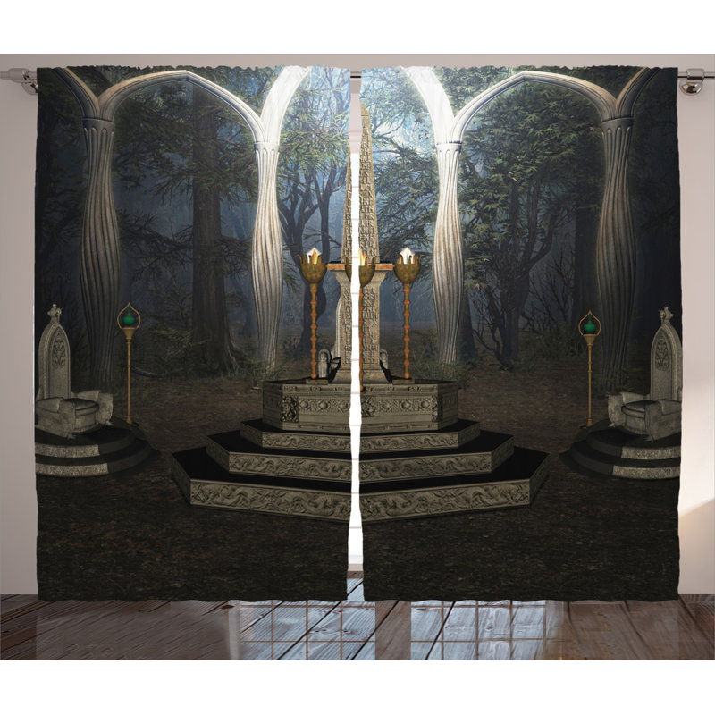 Gothic Semi-Sheer Rod Pocket Curtain Panels, 54" x 84"