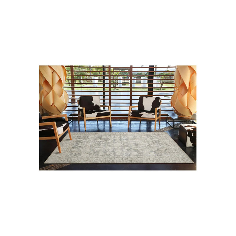 Gray Floral Traditional Striped Decorative Washable Rug, Rectangle 2'4" x 4'