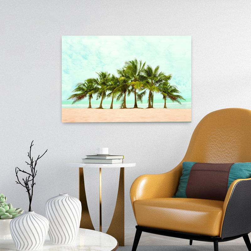 «Playa Fortuna», palmier abstrait, art mural côtier, H 16 po x l 24 po