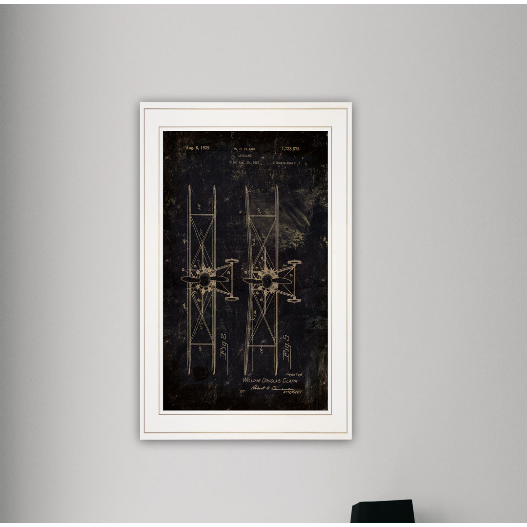 Airplane Patent I Framed Wall Art for Living Room, Home Wall Decor Print by Cloverfield & Co Williston Forge