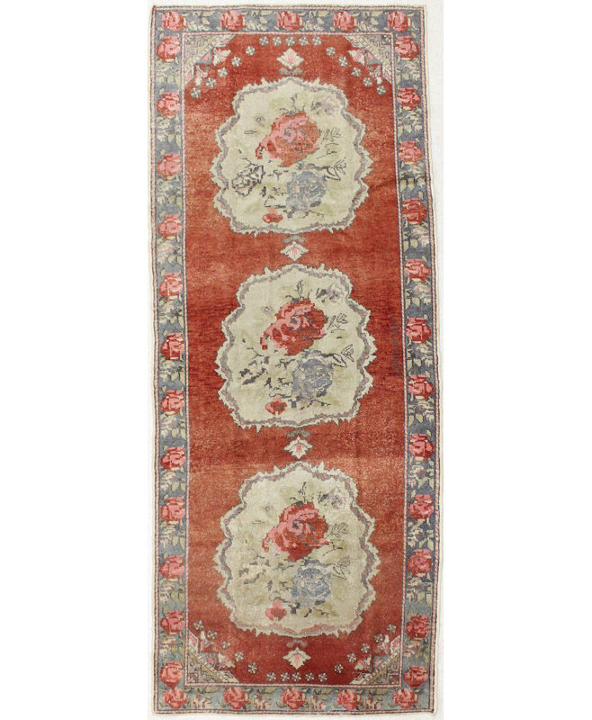 Tapis de couloir tribal Konya 4 x 10 rétro Anatolian