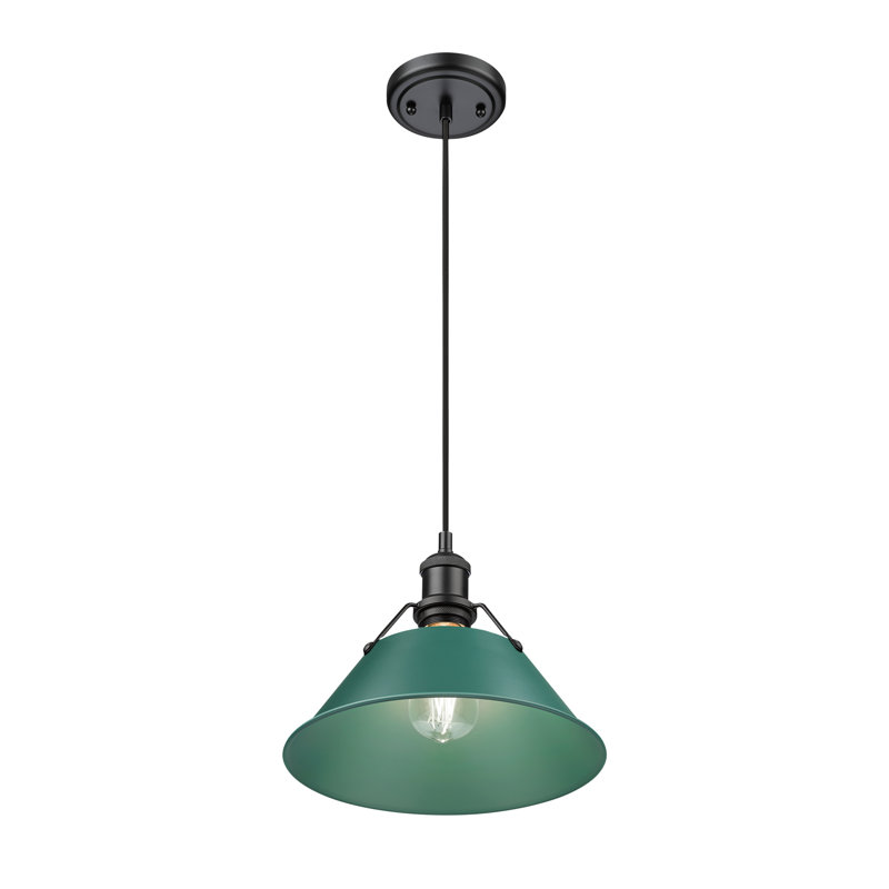 Petit luminaire suspendu Akifumi avec pin vert, H 130 po x l 10 po x P 10 po, Noir mat