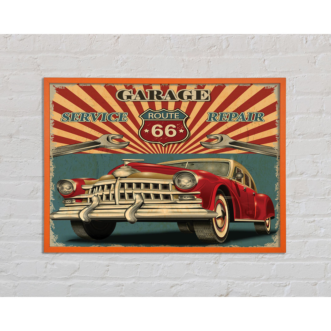 Route 66 Garage - Einzelner Bilderrahmen Kunstdrucke