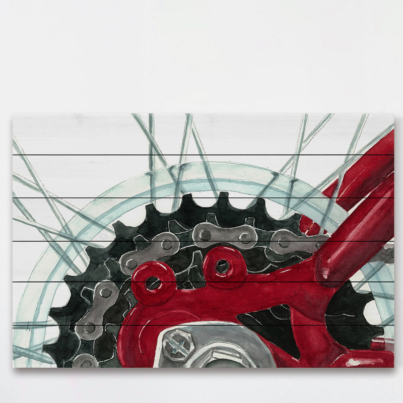 18 Gears by Glenda Roberson - No Frame Painting on Wood, 61cm H x 91cm W x 4cm D