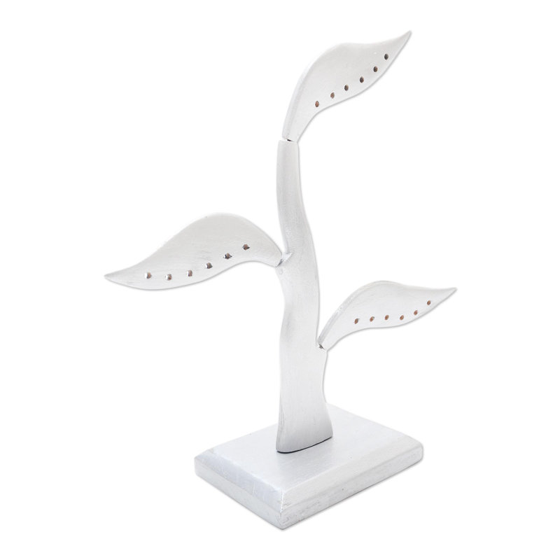 Wood Jewelry Stand, Silver