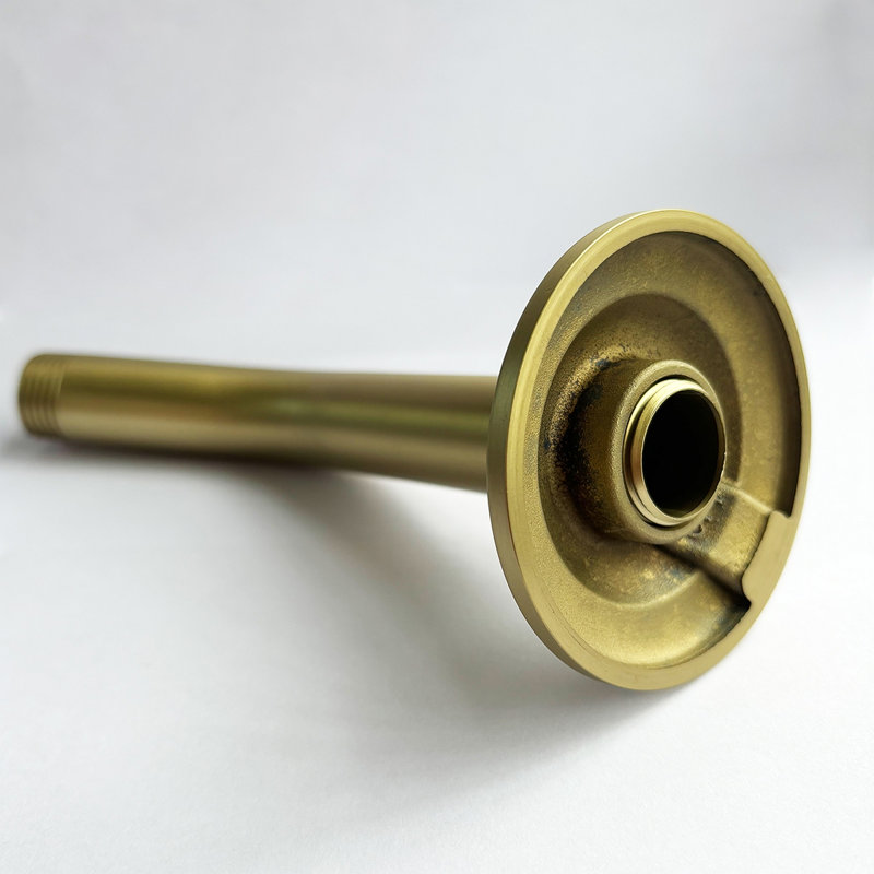 Shower Arm With Flange, 1/2 NPT Tapered Threads, Rain Shower Head Arm, Wall Mount Shower Extension Arm, Brushed Gold