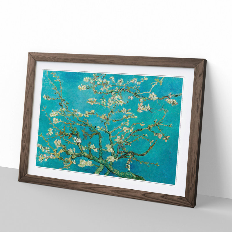 Almond Blossom Branches Vol.3 by Vincent Van Gogh - Picture Frame Painting, Walnut, 48cm H x 65cm W x 2cm D