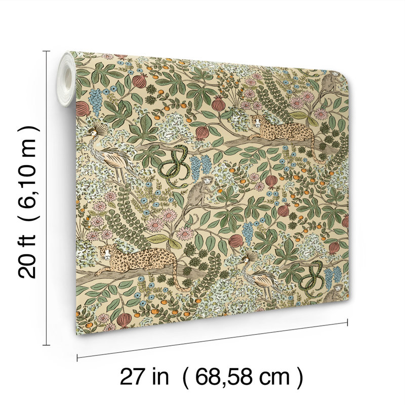 Papier peint adhésif Safari Beige Jungle Toile, Beige