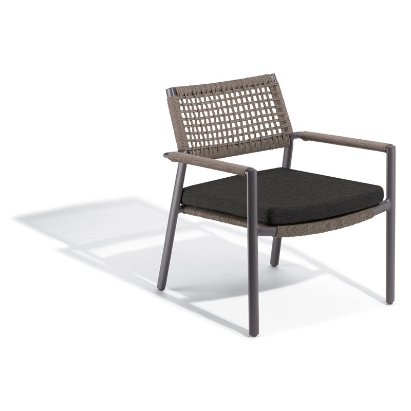 Eiland Club Chair - Carbon - Composite Cord Mocha - Set of 2 in , Pepper Cushion